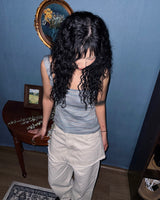 (2color) Frayed Raw-Edge Skirt Layered Pants