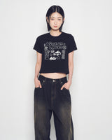 25FW WOMAN NYイメージクロップ半袖Tシャツ ブラック