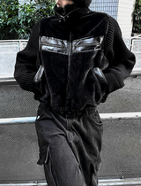 Fur leather winter mustang + deep black knit