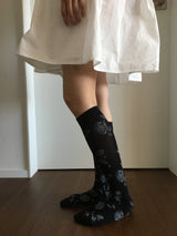 Retro Rose Knee Socks (2color)