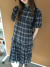 Cold check collar dress (2color) 