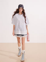 Lace Stripe Mix Slim Fit T-Shirt