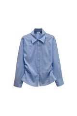 LOWELL SLIM FIT STRIPE SHIRRLING SHIRT / SKY BLUE