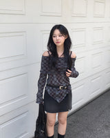 Argyle off shoulder T