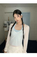 Mint Loose-Fit Layered Sleeveless T-shirt( T + sleeveless set)