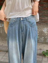 Summer Pintuck Washed Wide Denim Pants