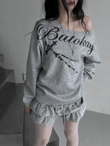 eyelet one-shoulder lettering mtm (2color)