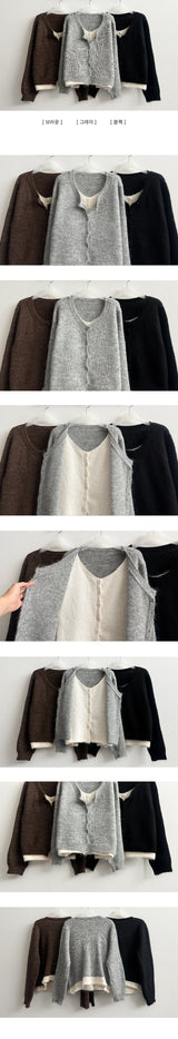 Zipton Dotome Layered Knit Cardigan