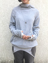 highneck loose waffle hood