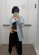 SHEER HOODED SHIRT