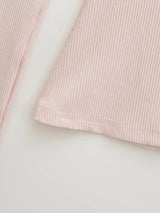 ボタンネックリブTシャツ