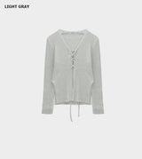 Side slit ribbed lace-up knit