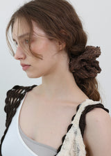 Lace Flower Stripe Scrunchie_Large_Brown