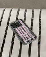 pink stripe magsafe clear card pocket