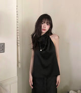 forming pearl satin halter bl