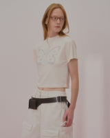 テキストバタフライクロップTシャツ-IVORY