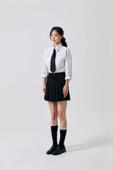SWAN PLEATS SKIRT PANTS / BLACK
