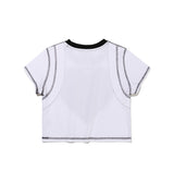 ハートカッティングクロップTシャツ (白