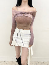 1435. Gradation ribbon off knit (2color)