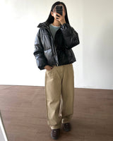 Mute Leather Short Padding Down Jumper 3C