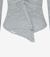 Jelly Button Asymmetric Ruched Top