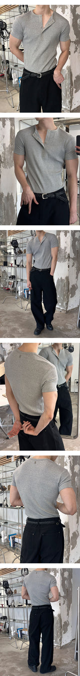 [S/S] High ribbed henry neck half knit(3color)