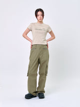 ZIP-POCKET CARGO PANTS_Khaki