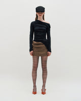 One Shoulder Draped Jersey Top _ BLACK