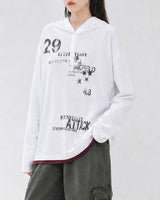 (UNISEX) Attack Henley Hooded Long Sleeve