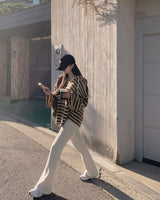 Striped fleece hood