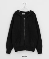 [unisex] ケルトウールオーバーニットフードジップアップ