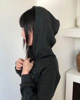 Jibil Rhinestone US フラッグクロップドロングスリーブフーディージップアップ