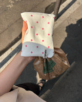 ドット フラットポーチ - ピンク, Sサイズ