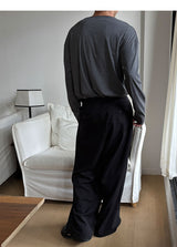 [Unisex] オーバーラップツータックワイドスラックス(2color)