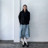 Snowwashed Leopard Wide Denim Culottes