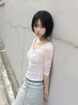 Shirring Glow Top -Apricot