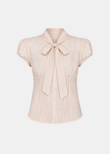 Nadine Tie Neck Puff Blouse