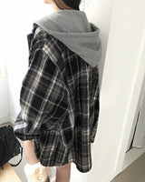 [ORIGINAL] プレインフーデッドチェックシャツ