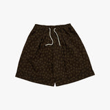 flower turn-up shorts_brown