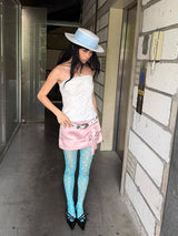 White DOT blue stockings