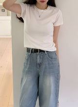 Simple & Basic Round Short Sleeve T-shirt (6color)