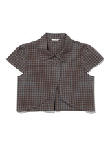 CHECKERED DOUBLE BLOUSE(BROWN)