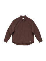 6CRAYON Patchwork Basic Brown Cotton Poplin Embroidered Shirt
