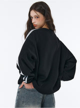 [Unisex] SPORTY TRACK V-NECK OVER FIT SWEATSHIRT (4color)
