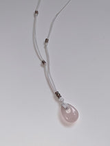 rose quarts vintage leather necklace