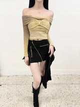 1435. Gradation ribbon off knit (2color)