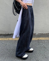 Dart denim wide pants