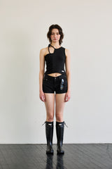 BEBE UNBALANCE SLEEVELESS TOP / BLACK