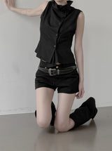 Teeth Adjust Cotton Shorts