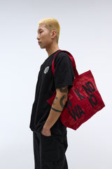 Weekend warrior typography printing tote-bag (Red)_1